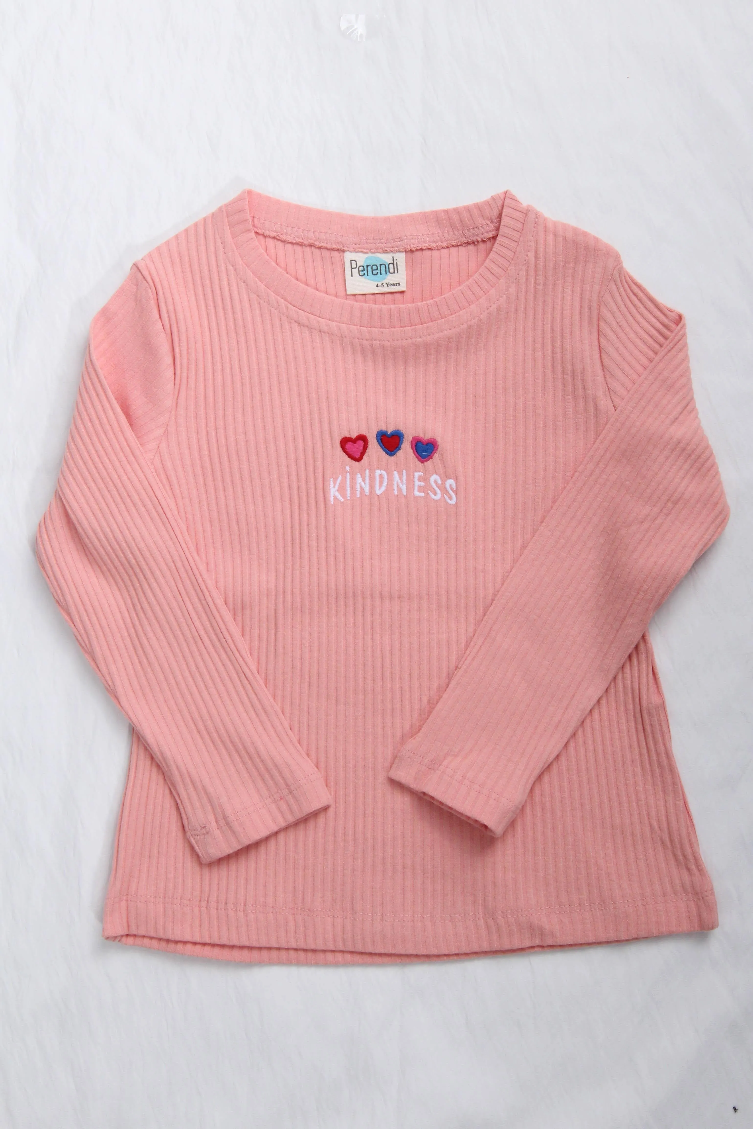 0 pamuklu kindness ve kalp nakişli kiz çocuk sweatshirt