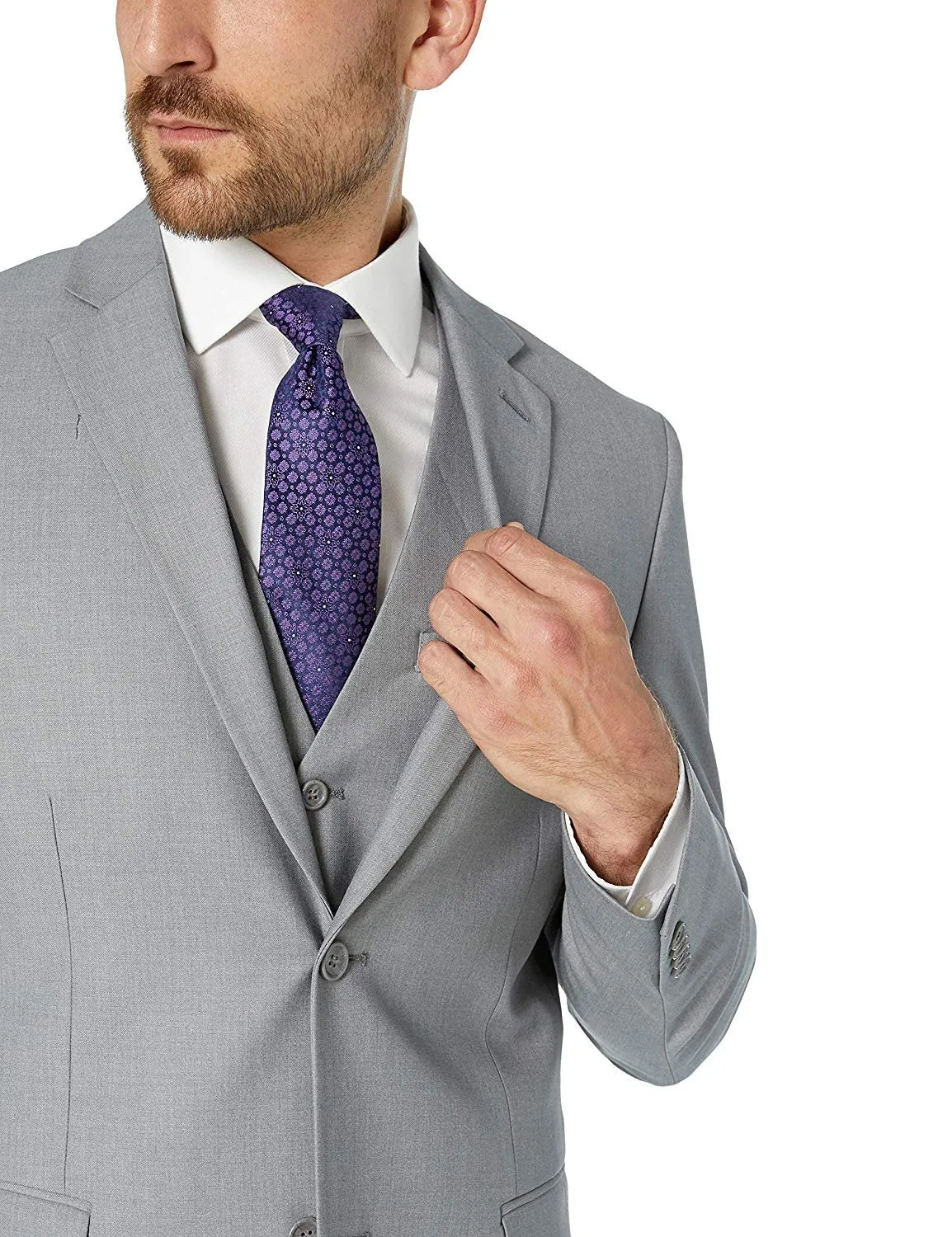 Adam Baker Men's Classic Fit 3-Piece (Jacket, Vets, Trousers) Vested Suit Set - Many Sizes & Colors Available