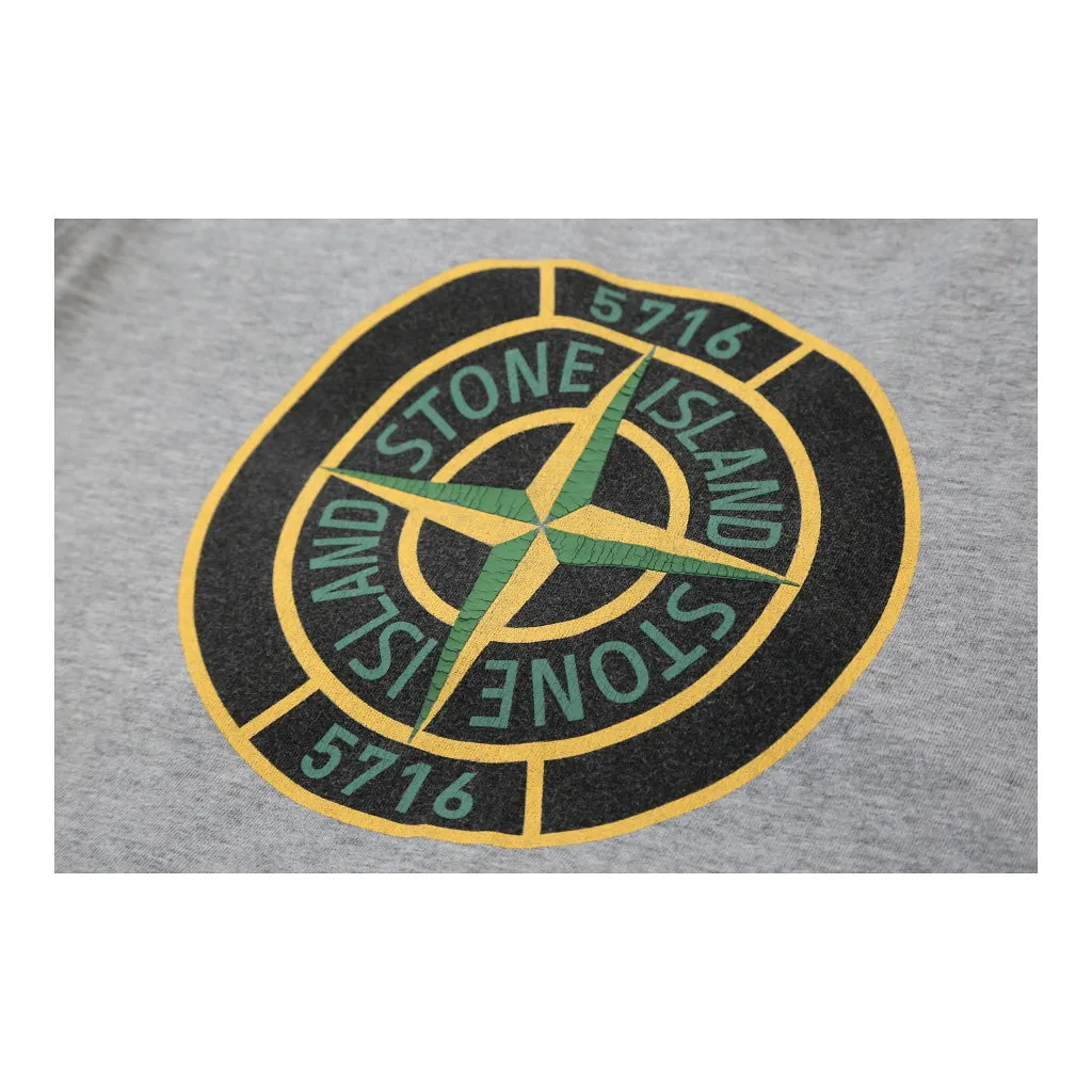Age 12 Stone Island Spellout Long Sleeve T-Shirt - Medium Grey Cotton