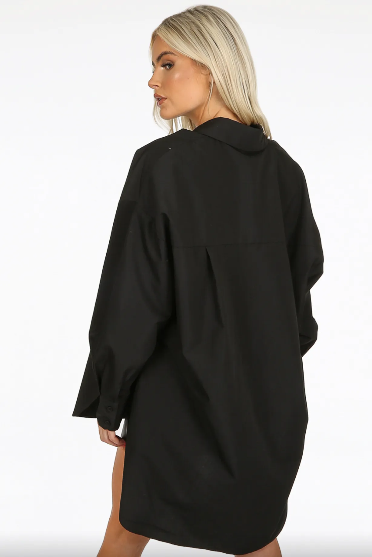Amellina - Black Oversized Dip Hem Shirt