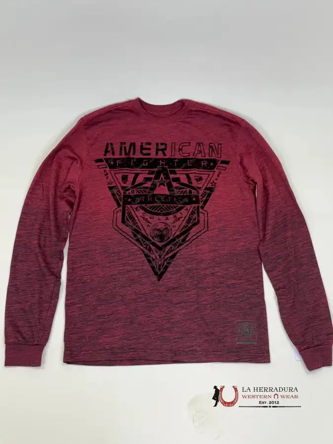 AMERICAN FIGHTER CRESTLINE BURGUNDY LONG-SLEEVE