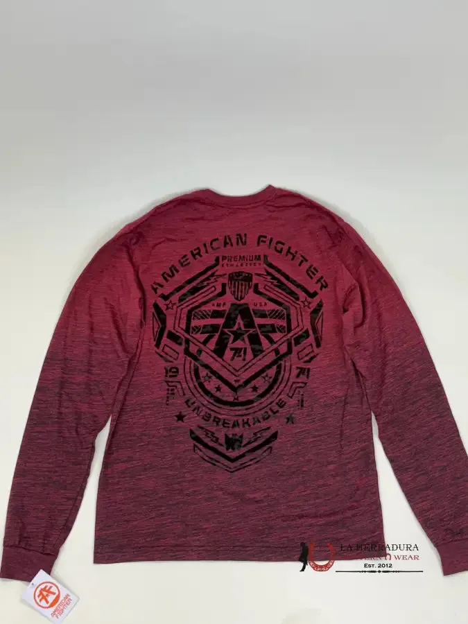 AMERICAN FIGHTER CRESTLINE BURGUNDY LONG-SLEEVE