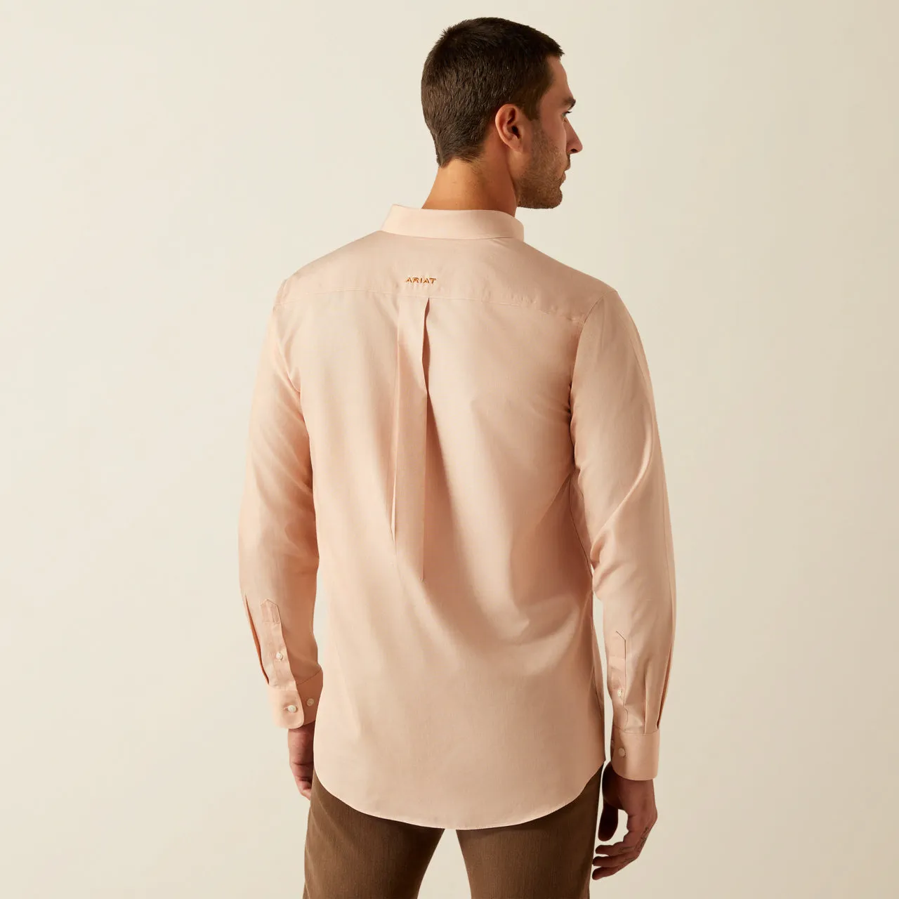 Ariat Men's Light Brown Wrinkle Free Fitted Long Sleeve Button Western Shirt 10054660