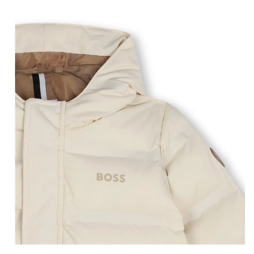 Baby Boys Cream Puffer Coat