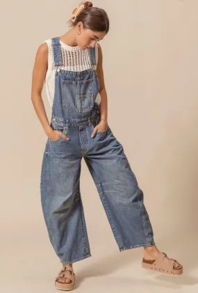 BAILEY WASHED BARREL DENIM OVERALL