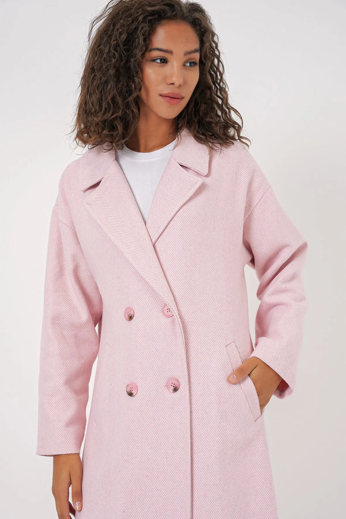 BGD Women Oversized Wide Cut Wool Long Coat - Powder - Azusa
