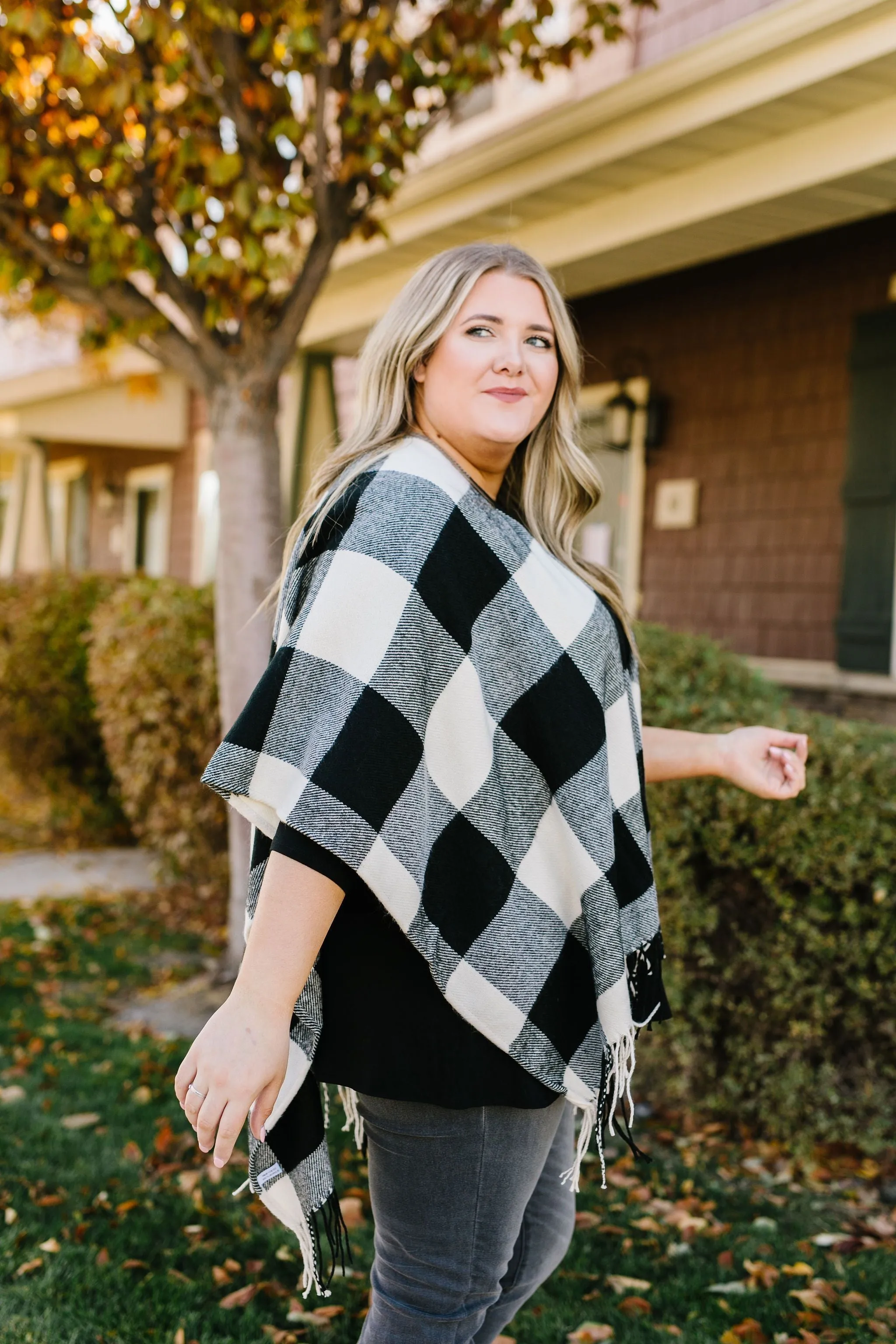 Blank Check Plaid Poncho - 11/12/2019