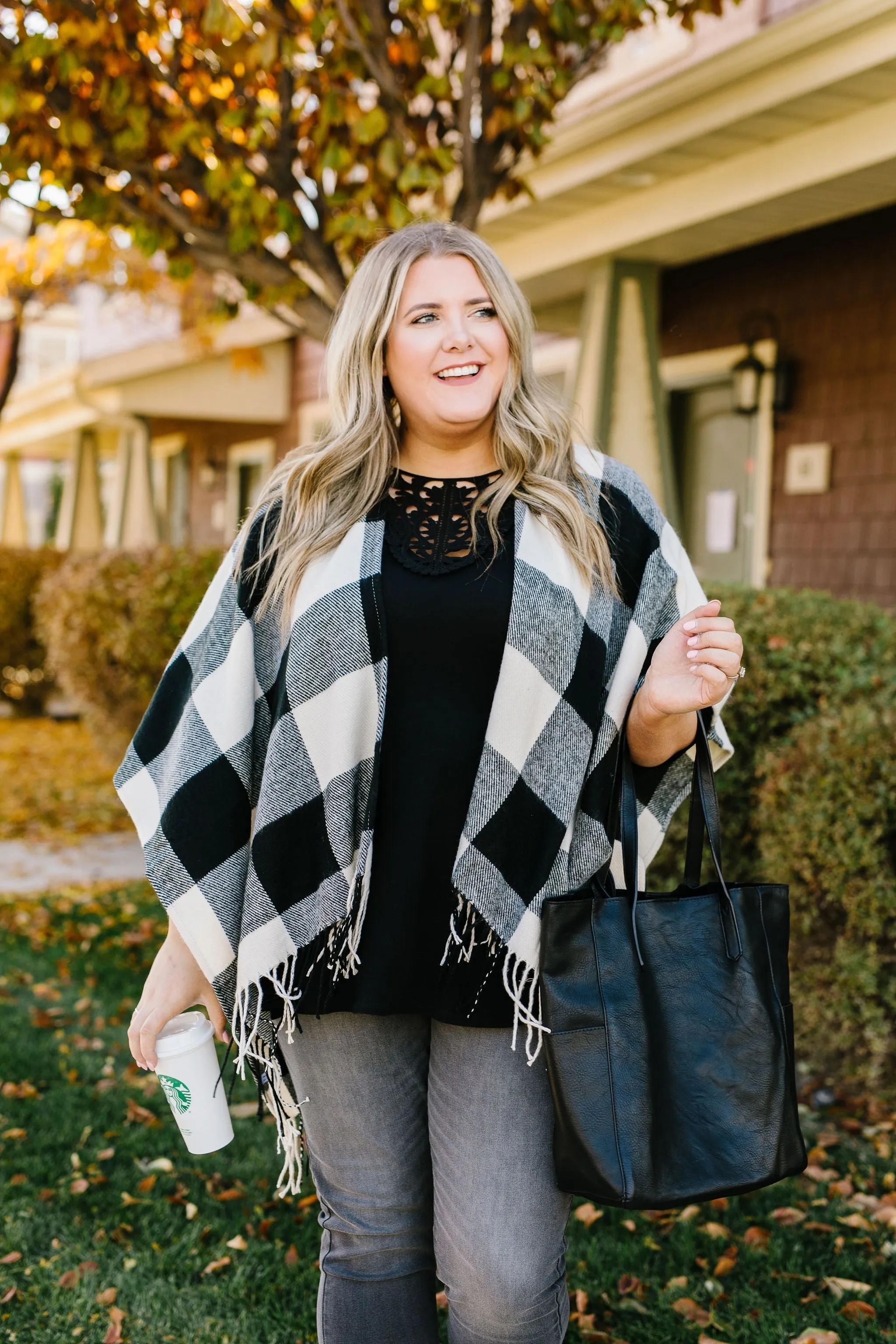 Blank Check Plaid Poncho - 11/12/2019