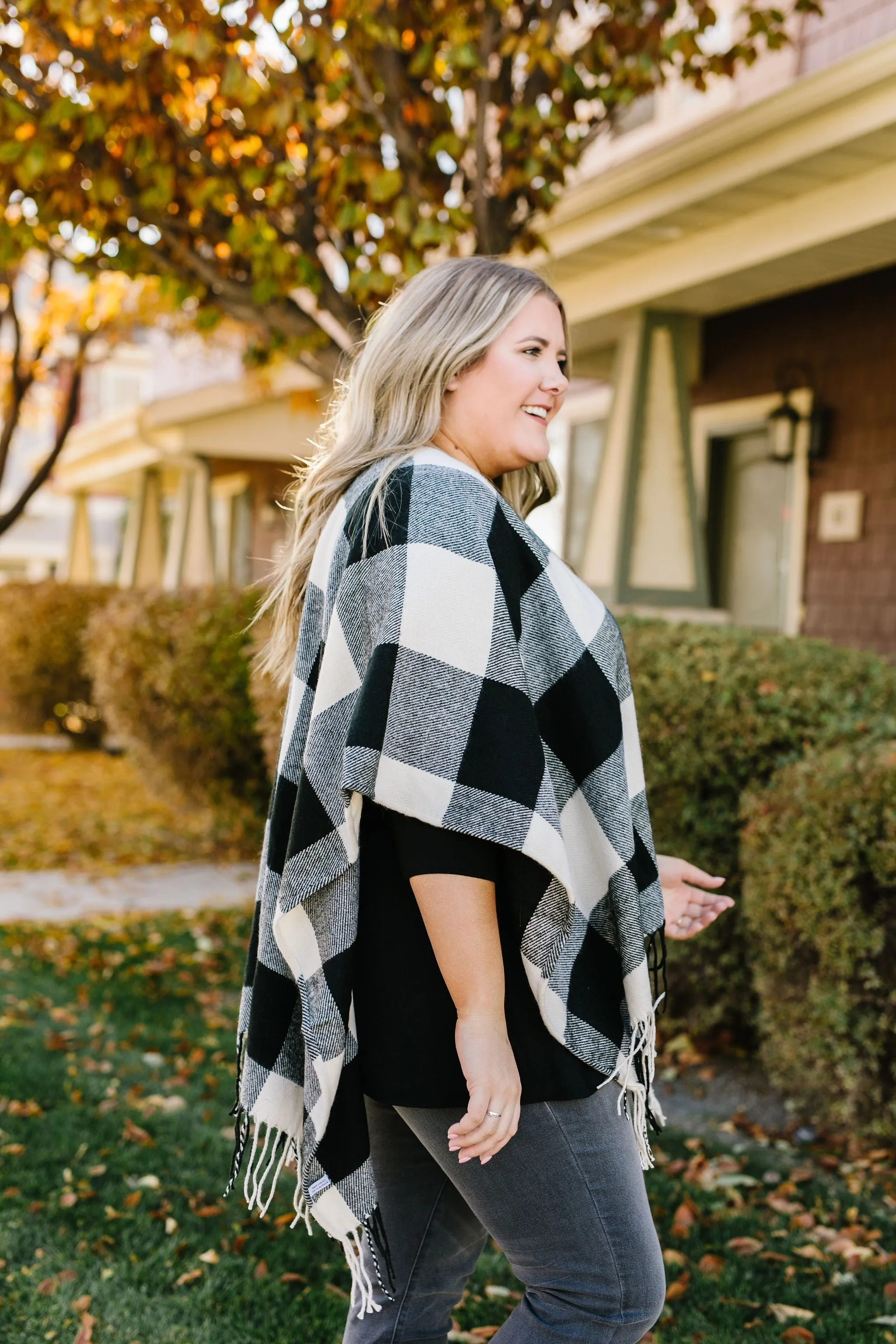 Blank Check Plaid Poncho - 11/12/2019