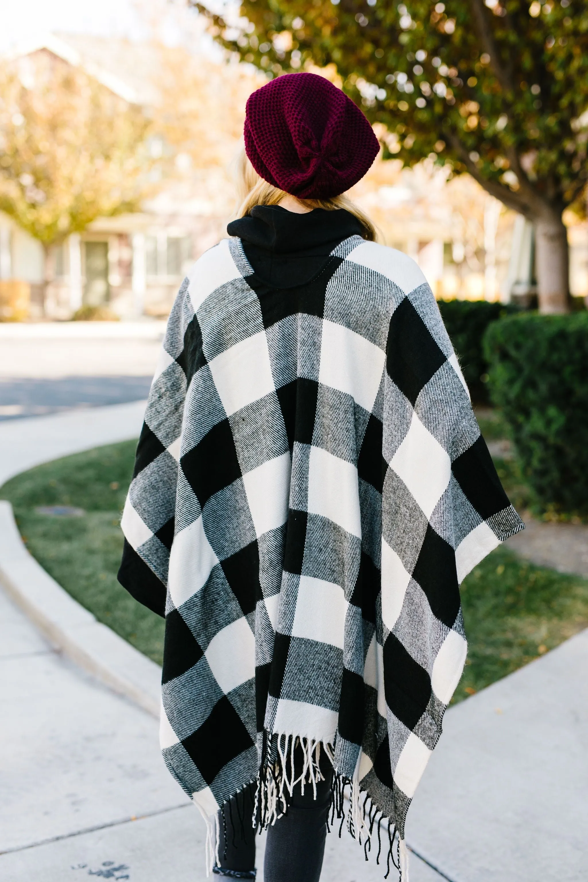 Blank Check Plaid Poncho - 11/12/2019