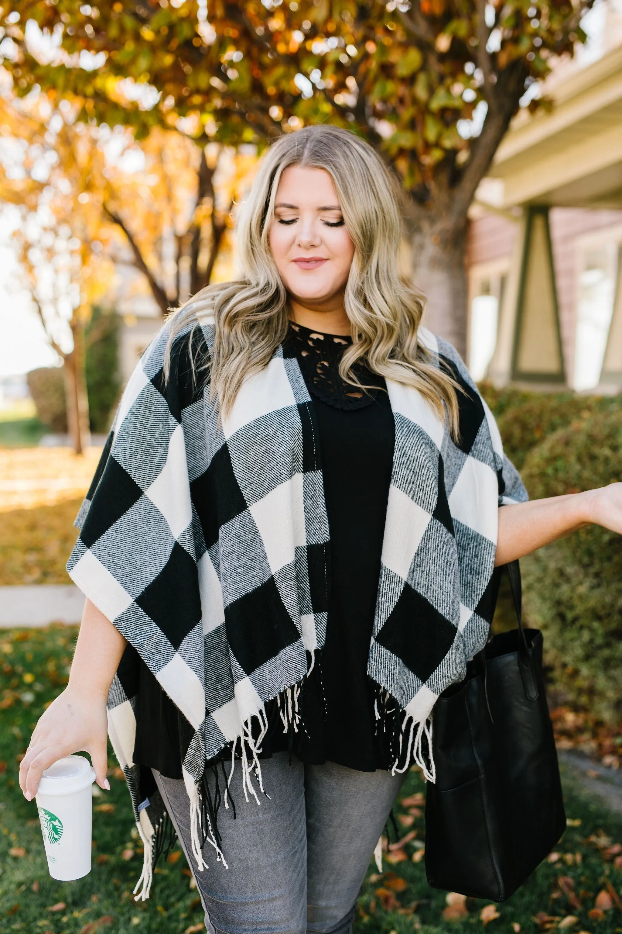 Blank Check Plaid Poncho - 11/12/2019