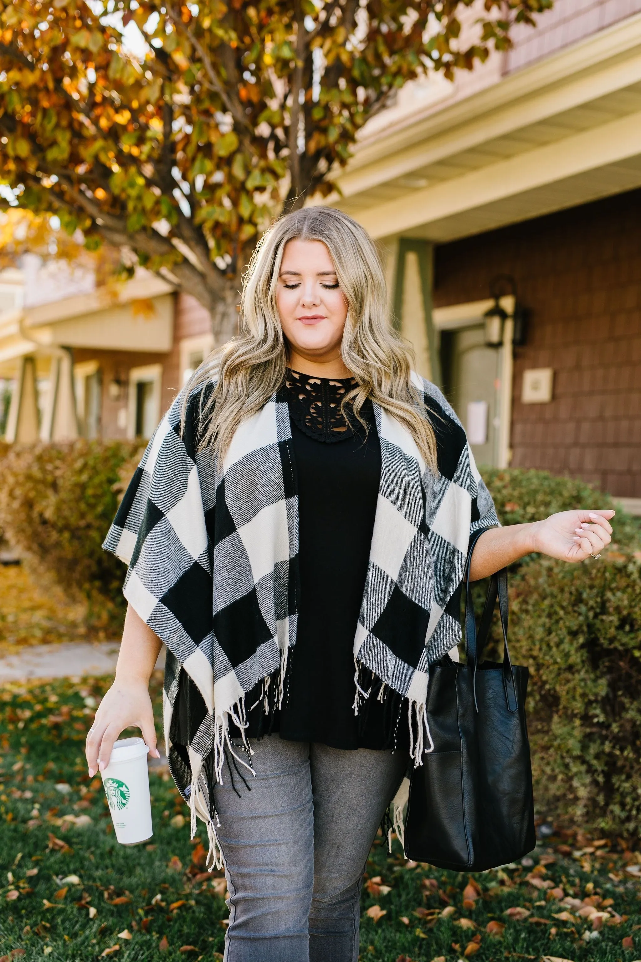 Blank Check Plaid Poncho - 11/12/2019