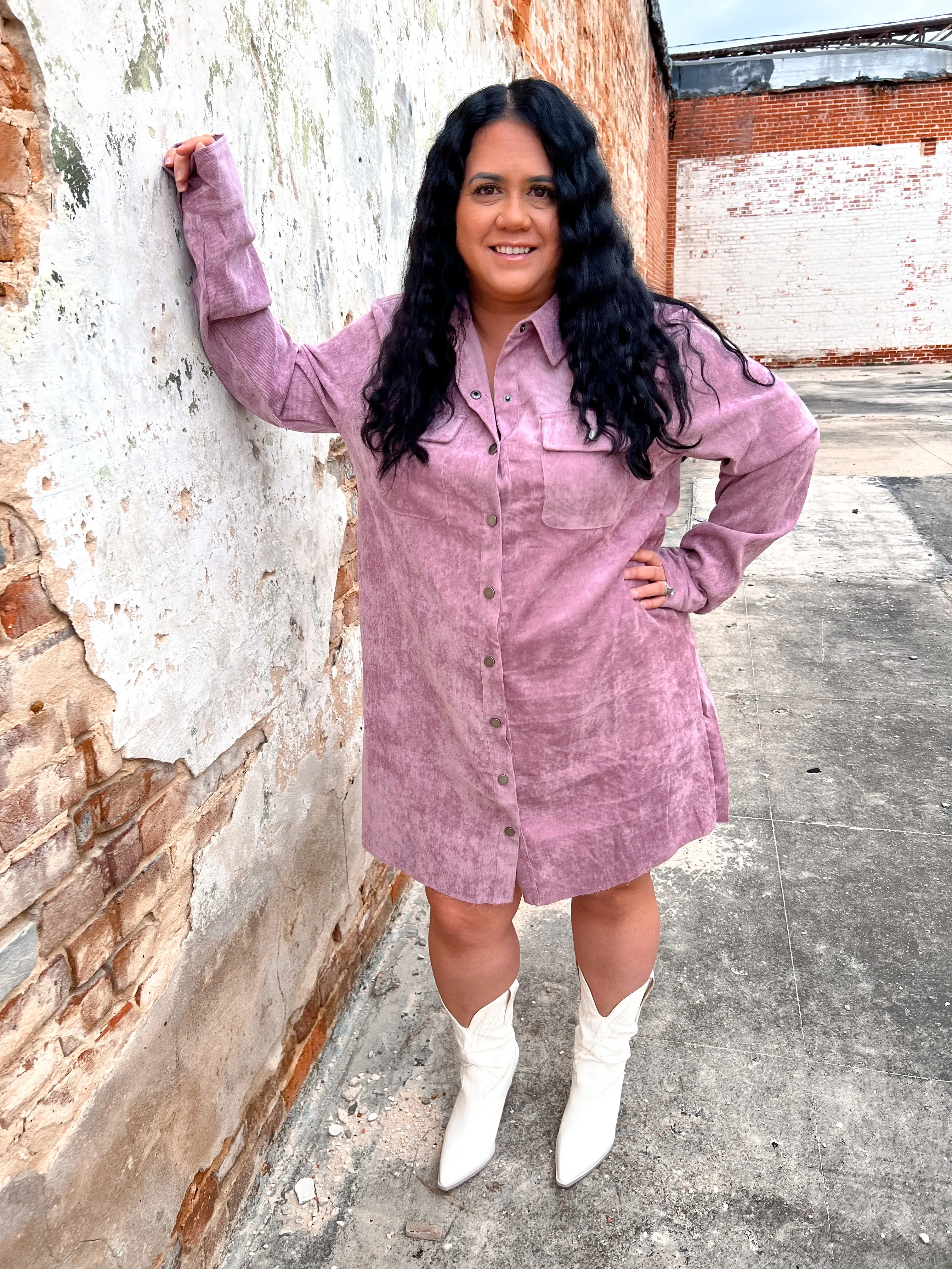 Bria Corduroy Shirt Dress