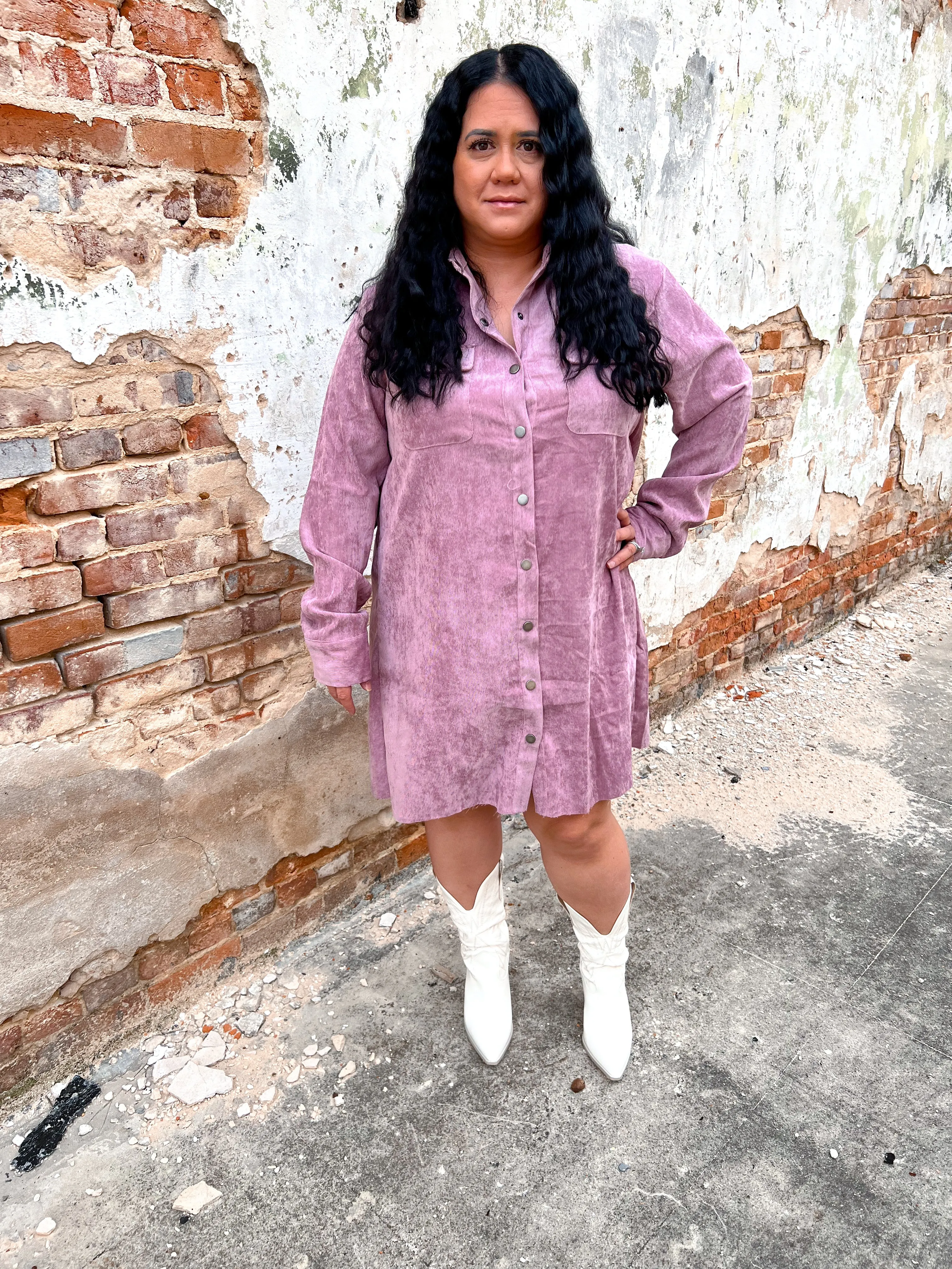 Bria Corduroy Shirt Dress