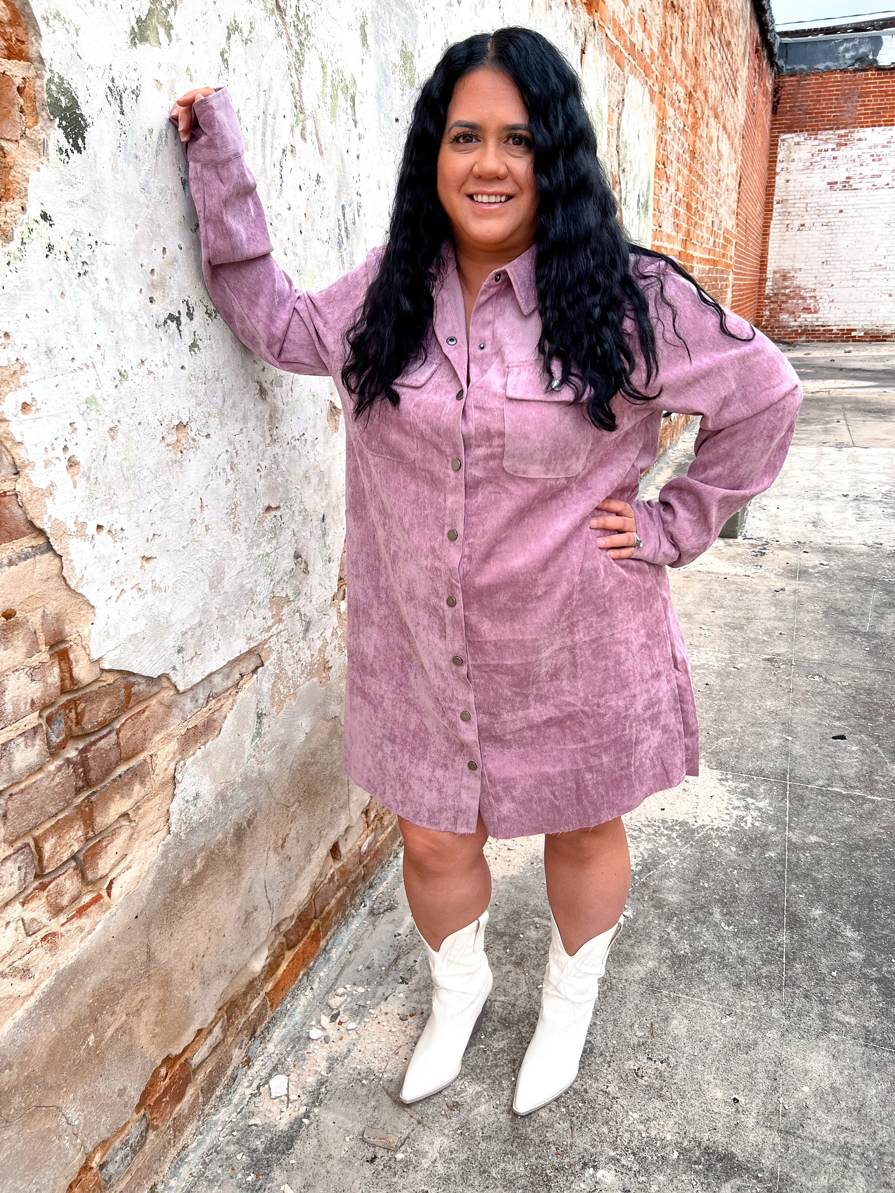 Bria Corduroy Shirt Dress
