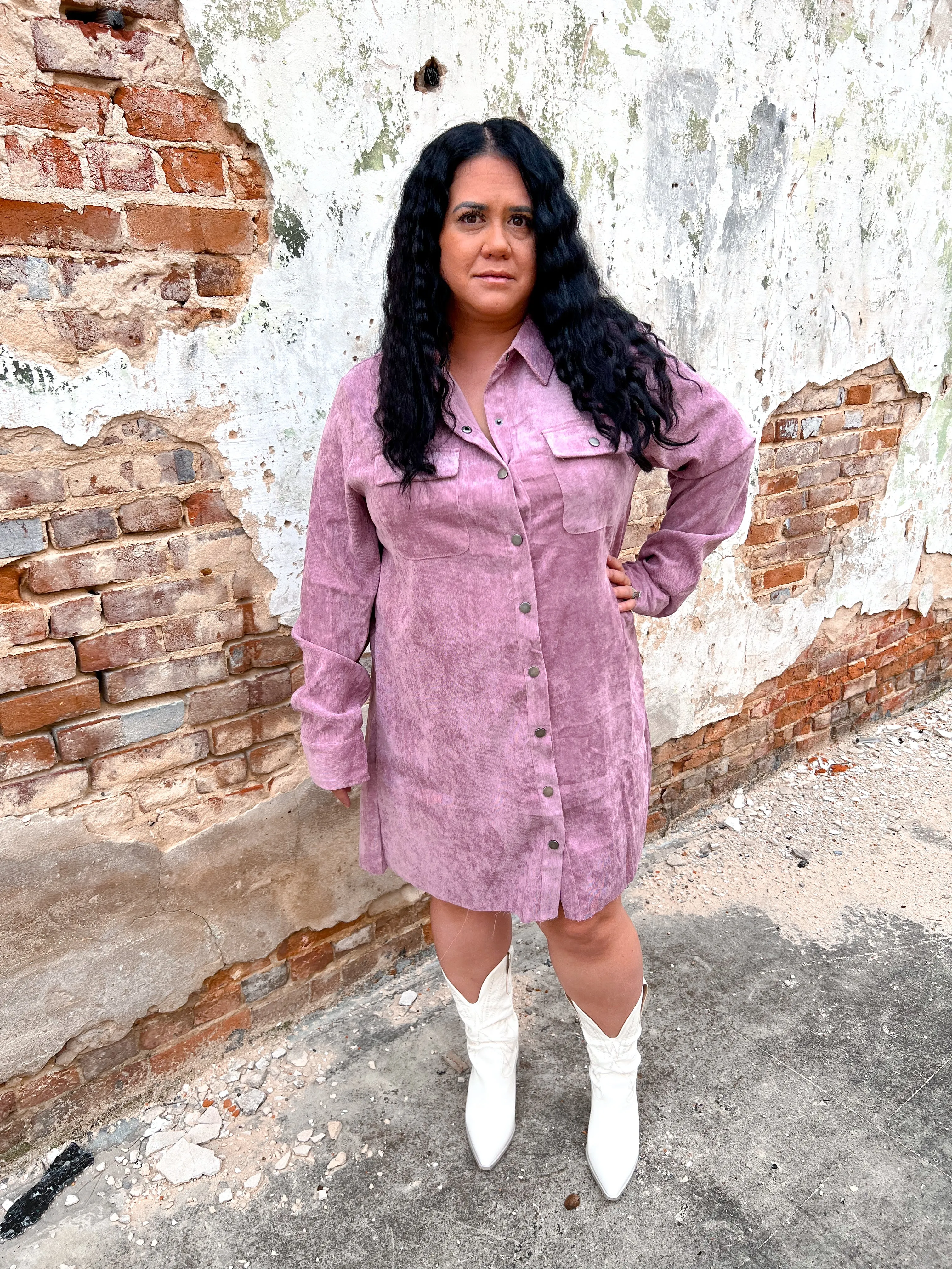 Bria Corduroy Shirt Dress