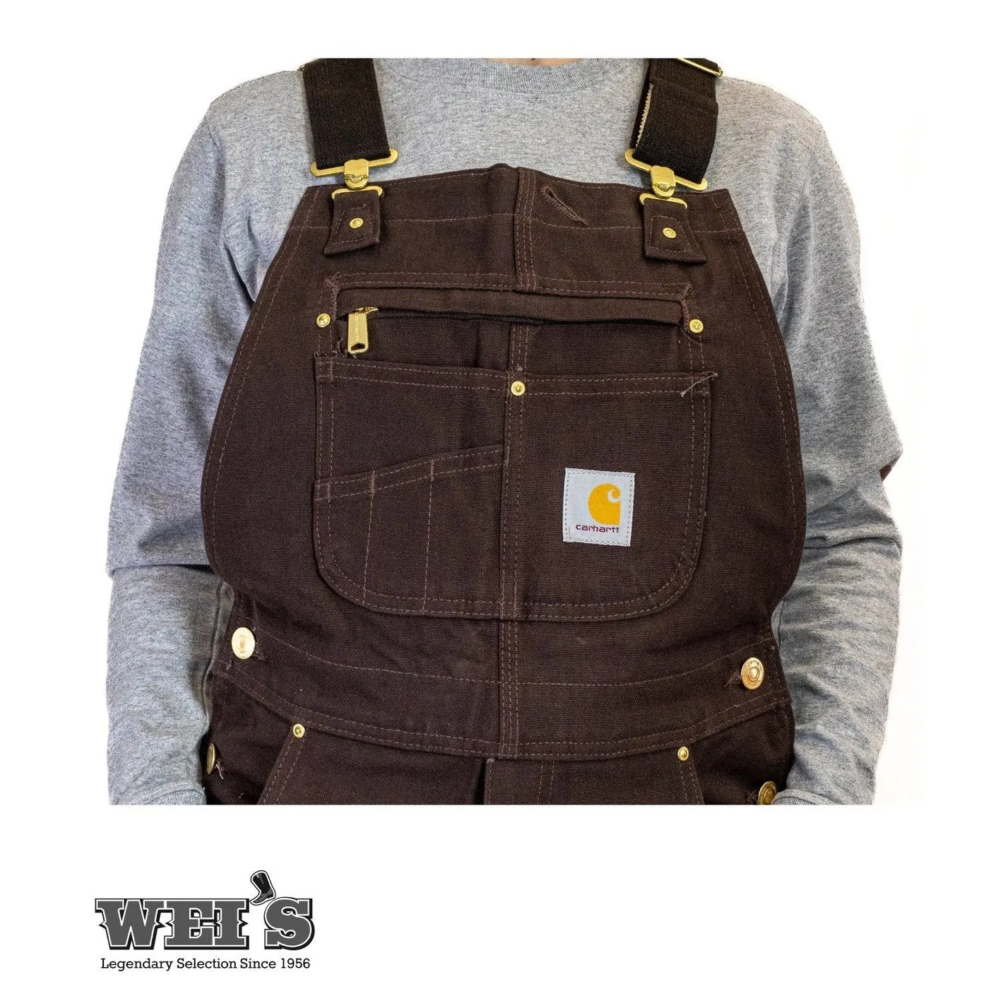 Carhartt Work Men's Bib Overalls Unlined Duck Dark Brown