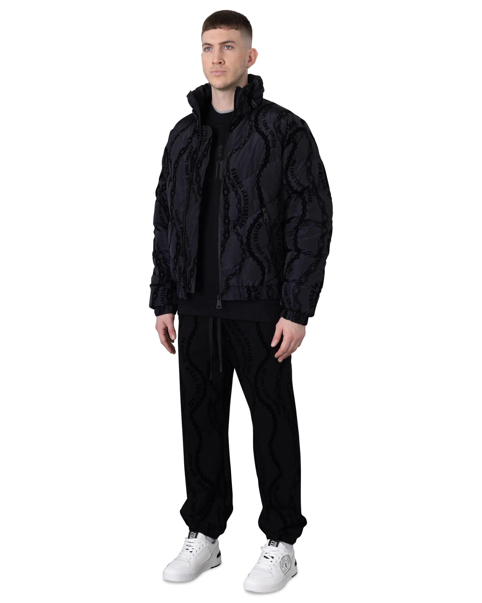 Chain Couture Quilted Puffer Jacket