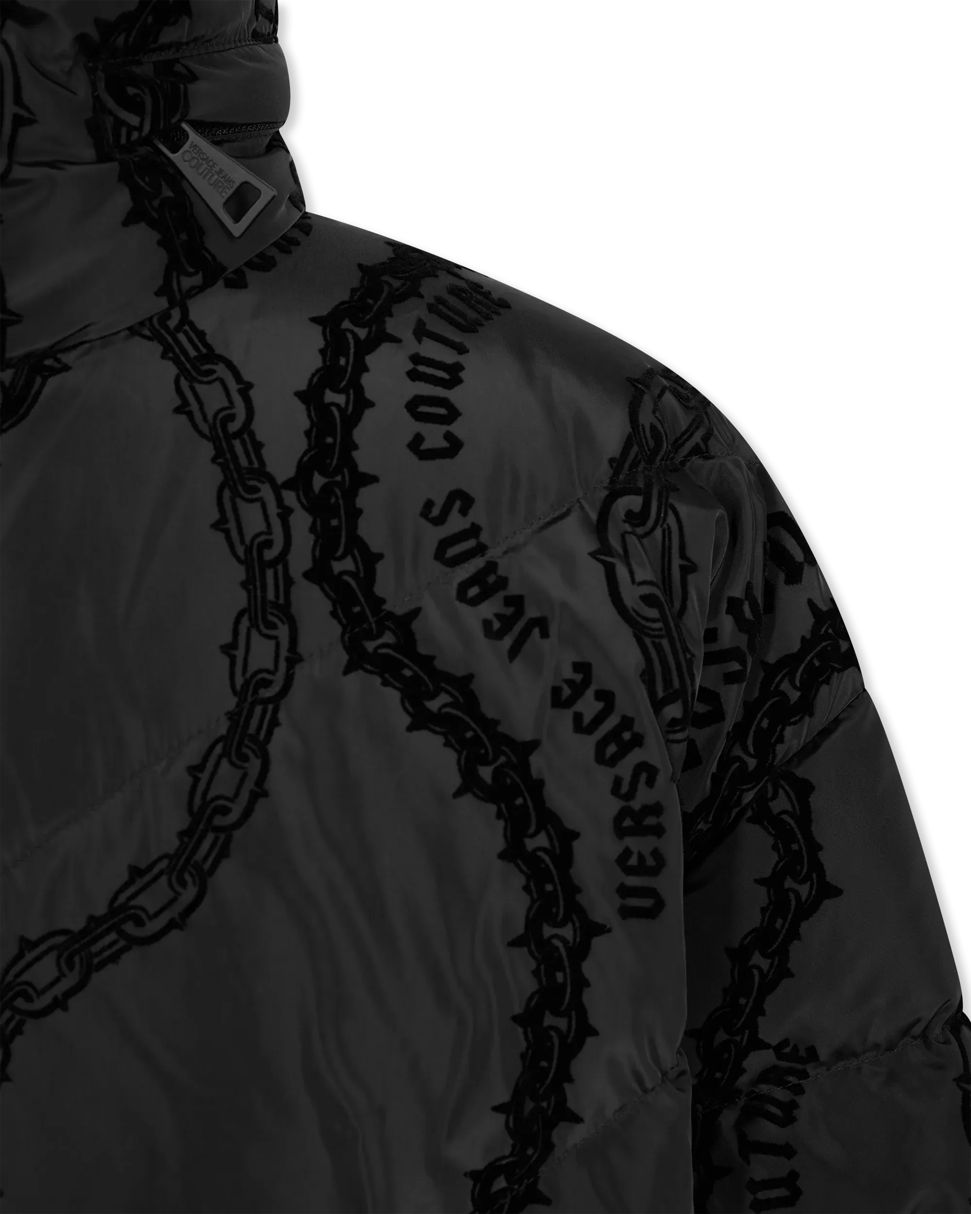 Chain Couture Quilted Puffer Jacket