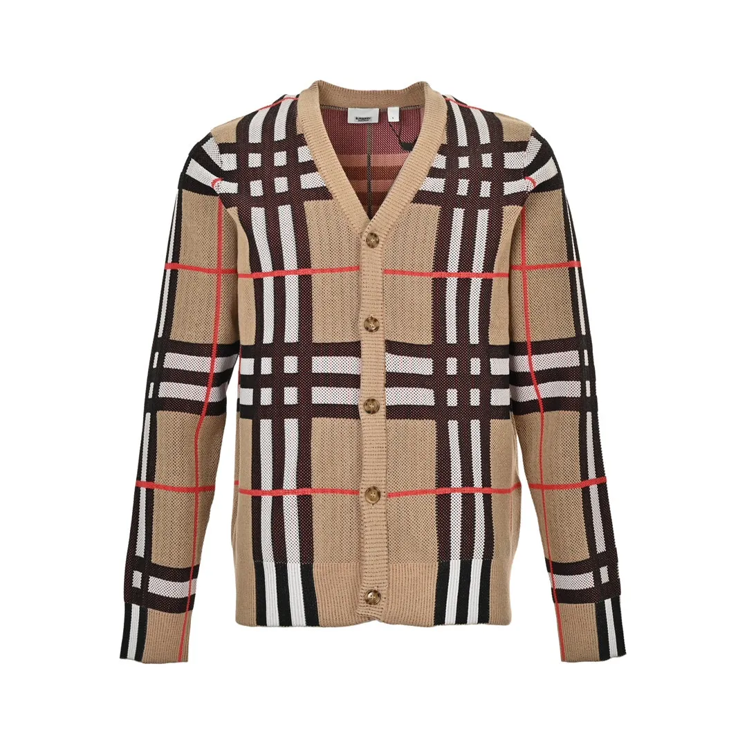 Check Preppy Cardigan Sweater