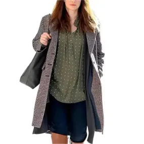 Checkered Inventing Anna Chlumsky Coat - Stylish & Elegant