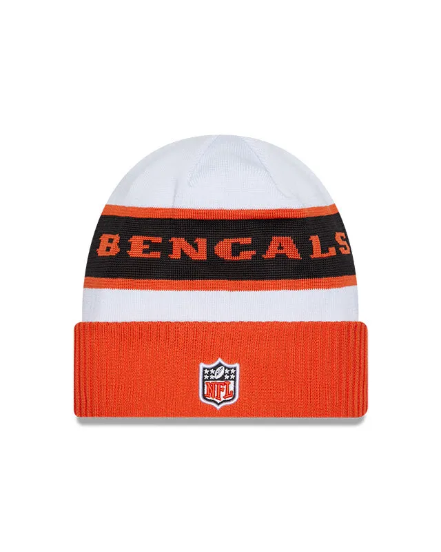 Cincinnati Bengals  New Era 2023 Sideline Tech Cuffed Knit Hat - White/Orange