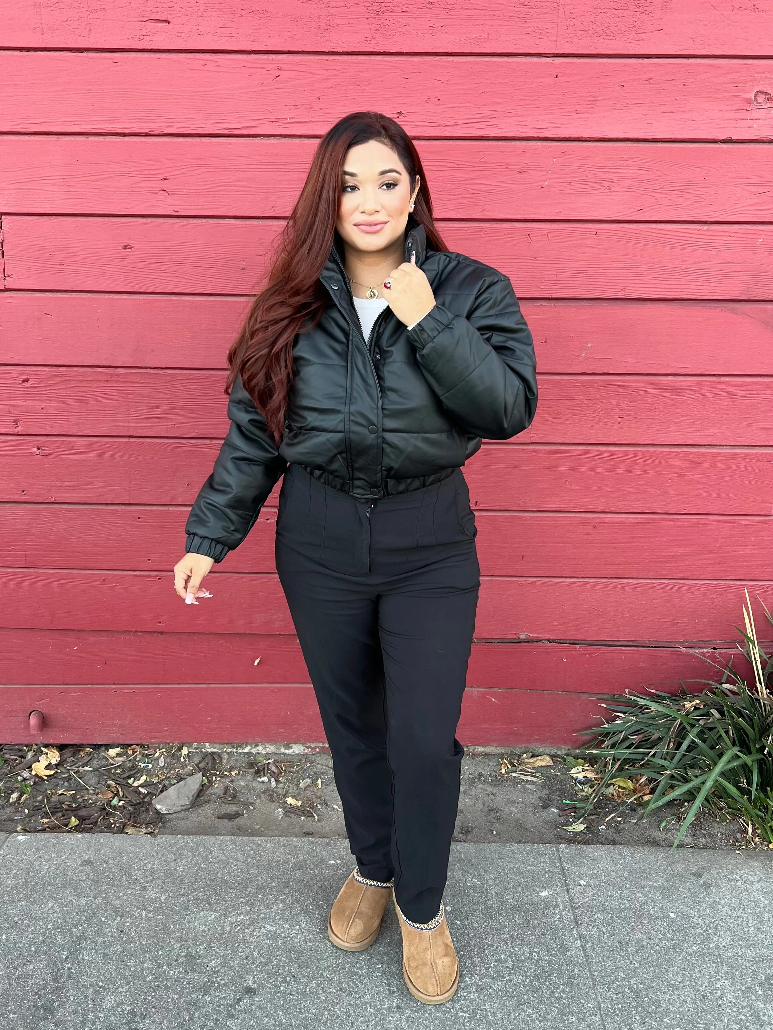 Comfy Faux Leather Puffer Jacket (2 Color Options)
