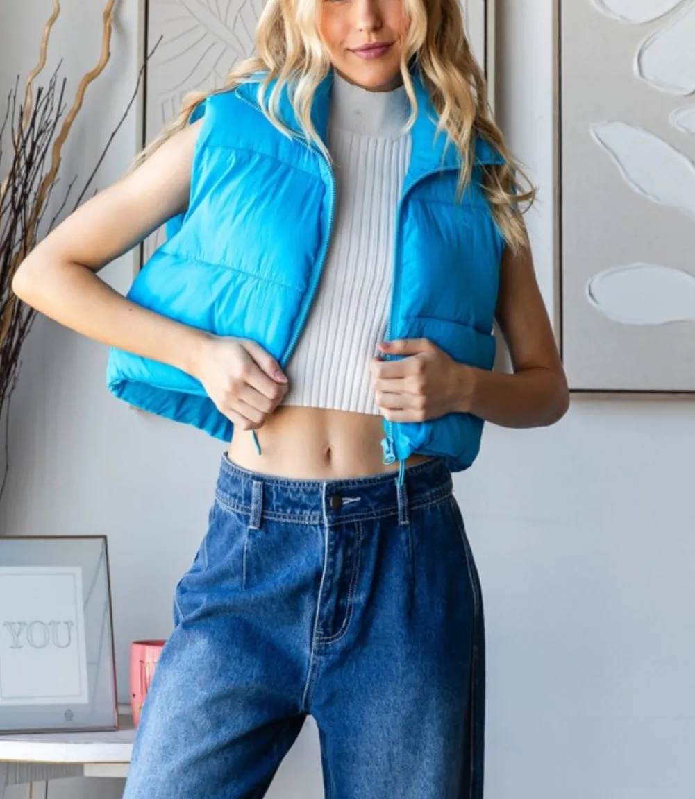Crop Fit Adjustable Puffer Vest