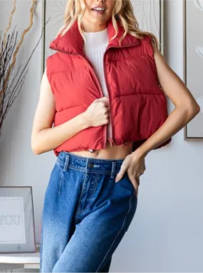 Crop Fit Adjustable Puffer Vest