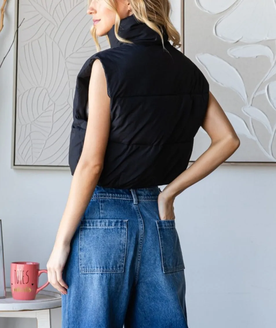 Crop Fit Adjustable Puffer Vest