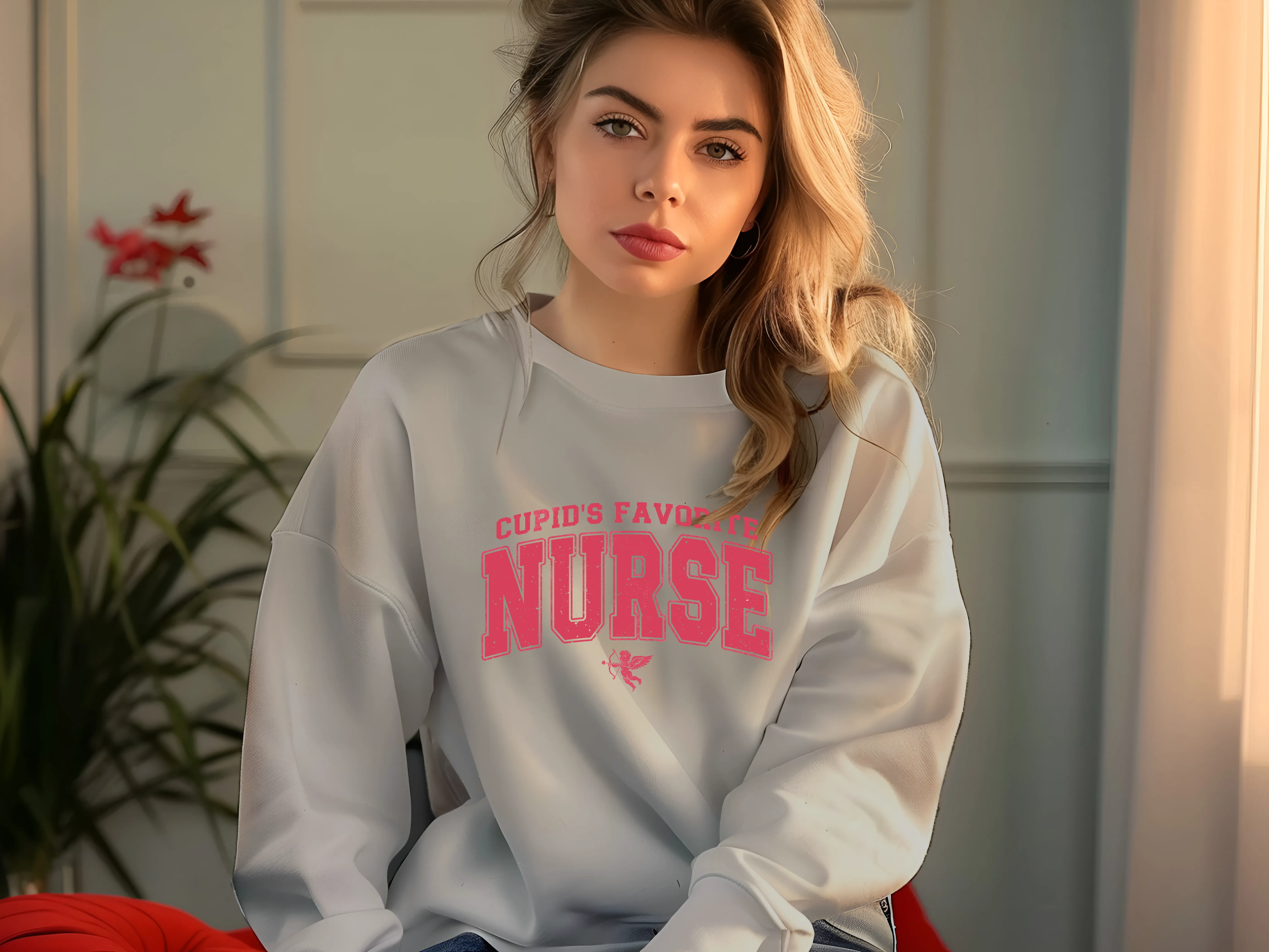 Cupid's Favorite Nurse" Unisex Sweatshirt