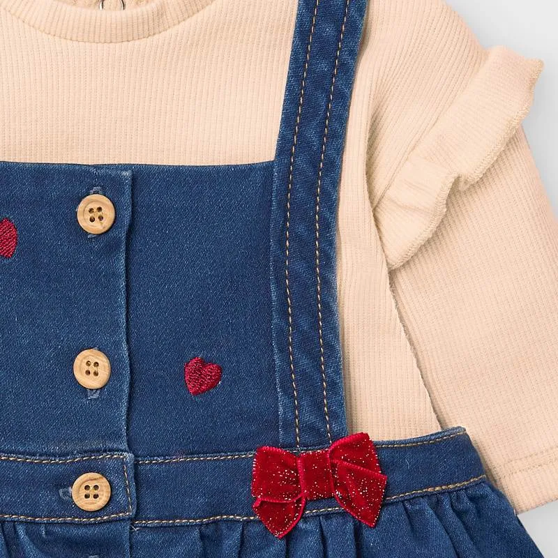 Denim Overall And Shirt Set