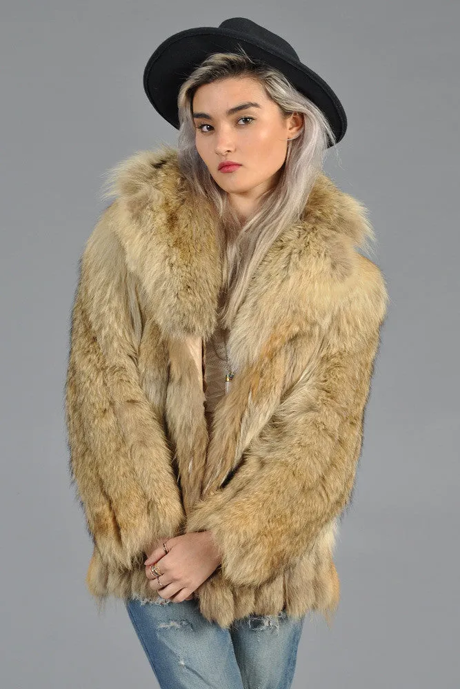 Donald Brooks 70s Shaggy Coyote Fur Coat
