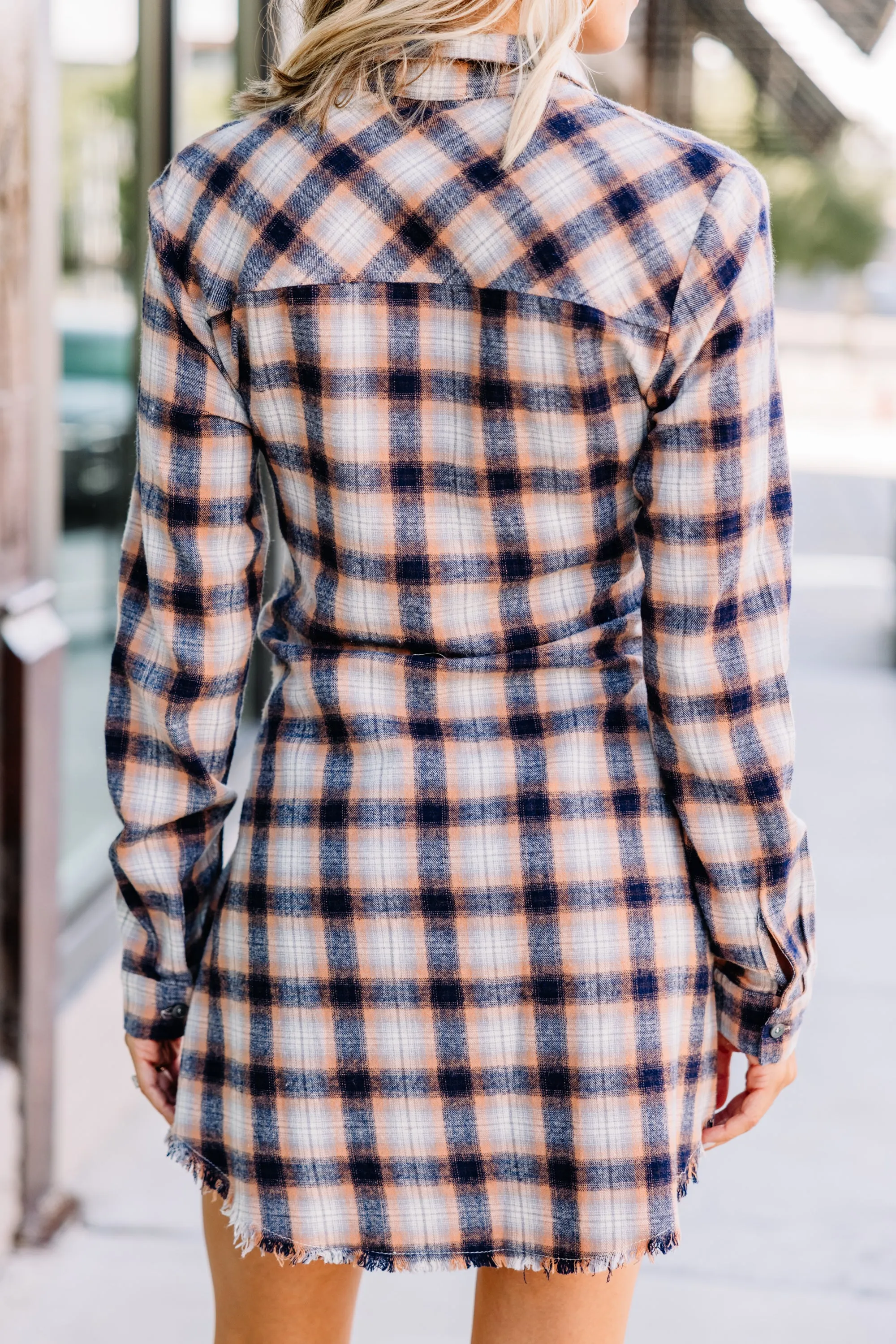 Dream Easy Camel Brown Plaid Dress