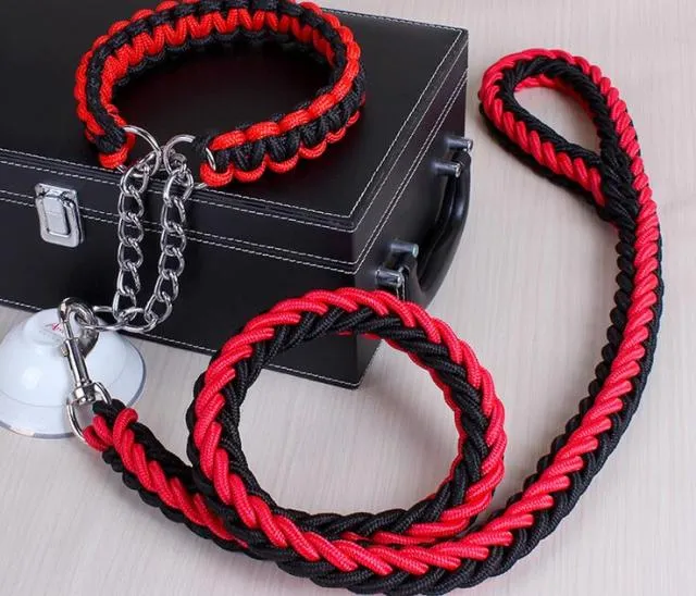 Durable Chain Large Dog Collar Leash Set