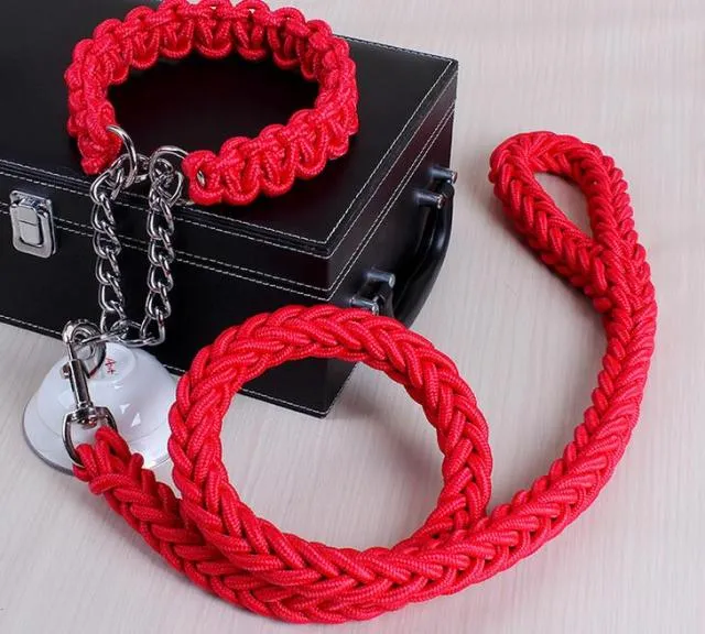Durable Chain Large Dog Collar Leash Set