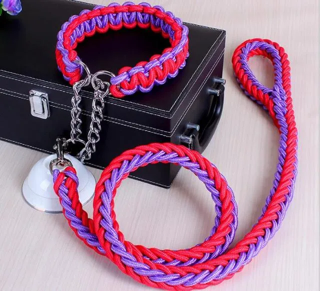 Durable Chain Large Dog Collar Leash Set