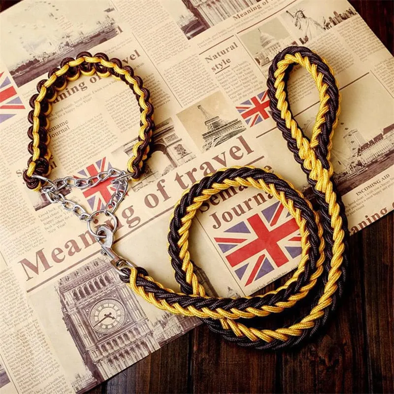Durable Chain Large Dog Collar Leash Set