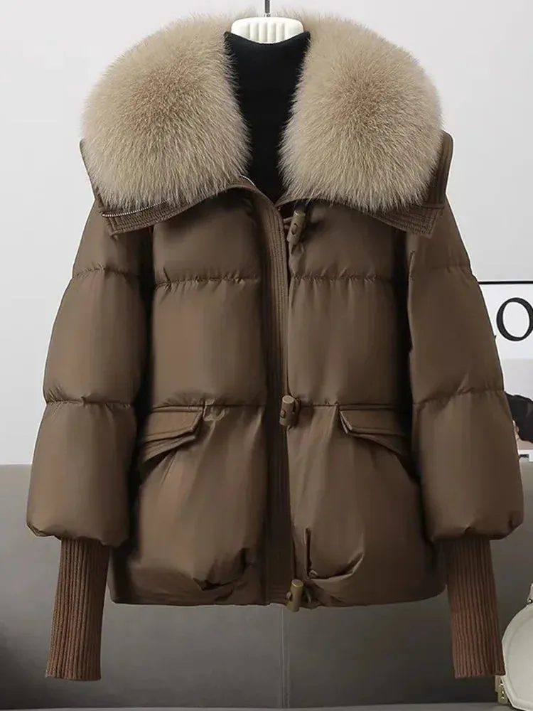 Elegant Faux Fur Collar Puffer Jacket