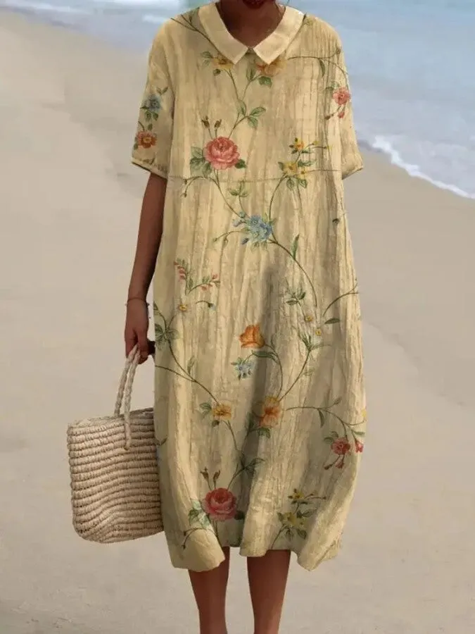 Esme - Retro Floral Shirt Dress