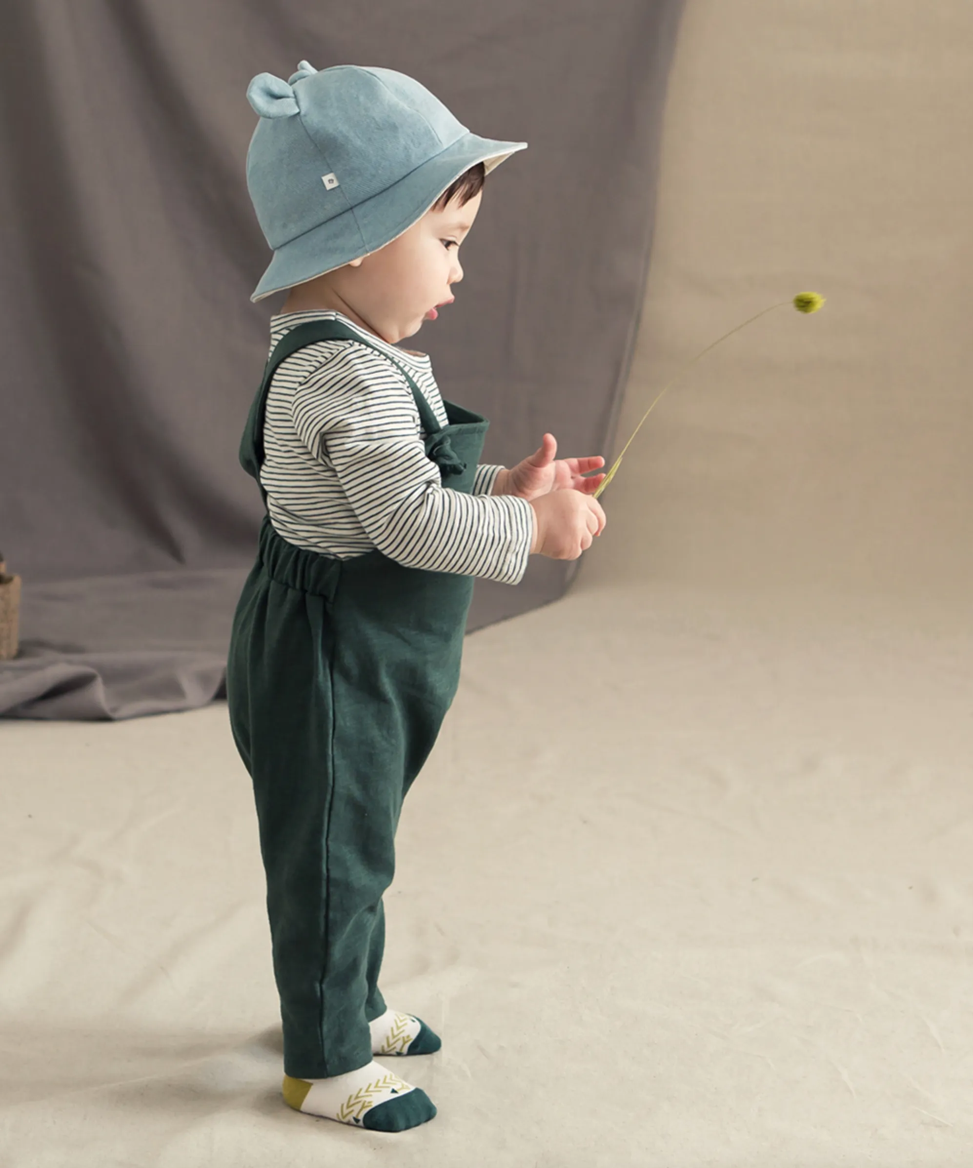 Evergreen Stripe Tee & Overall Set