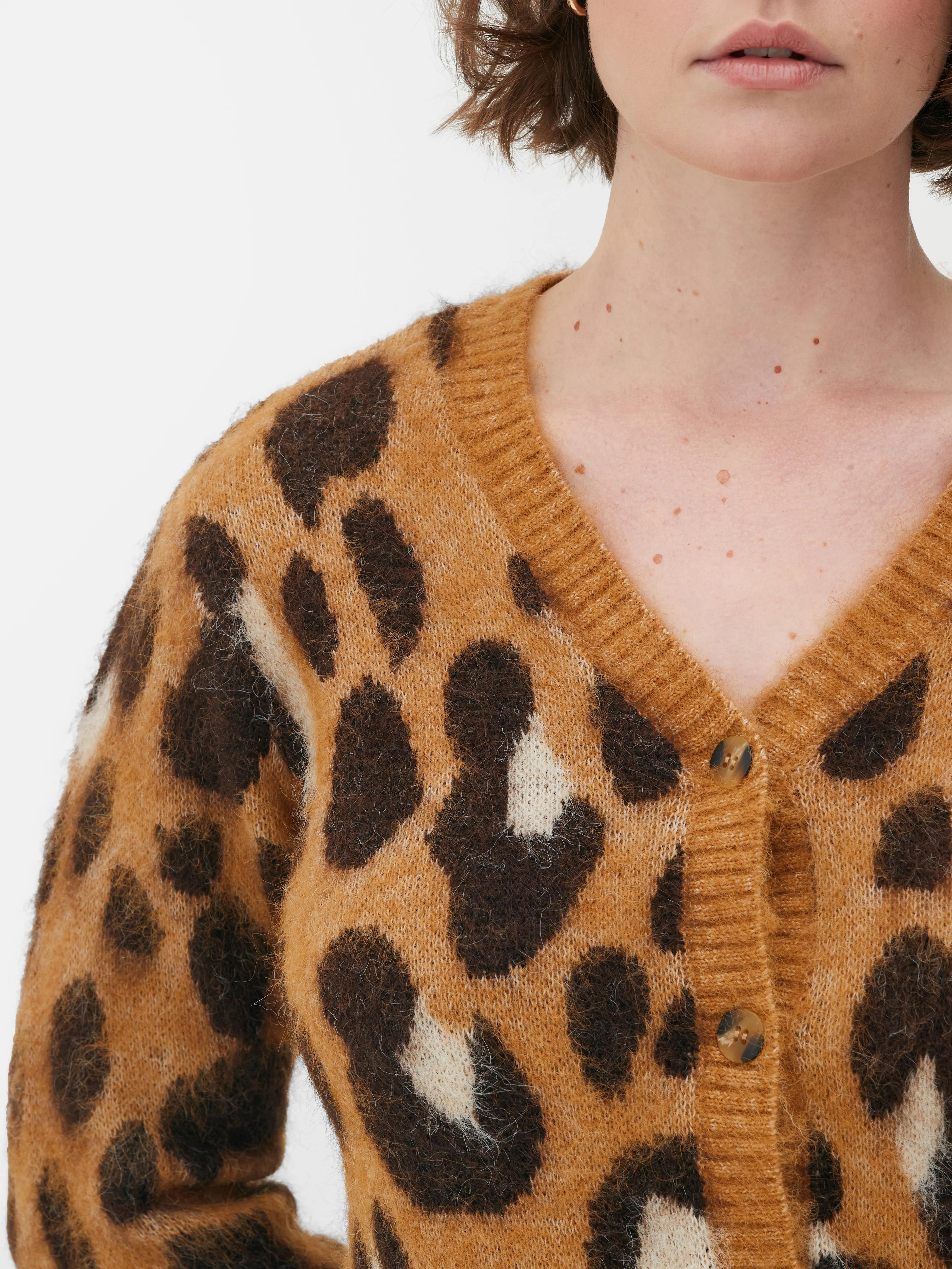 Fall and Winter Fashion Leopard Print Wool Cardigan