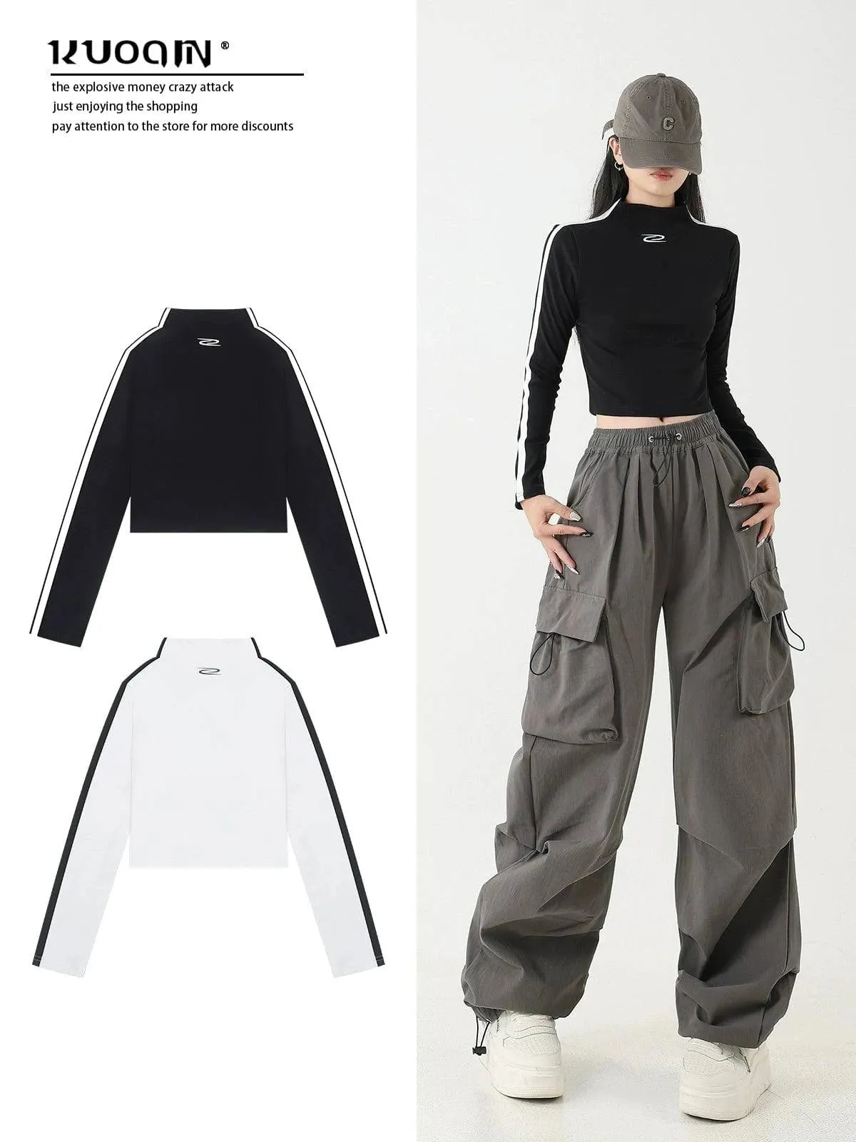 Fancy Black Short Slim Long Sleeve T-shirt Top