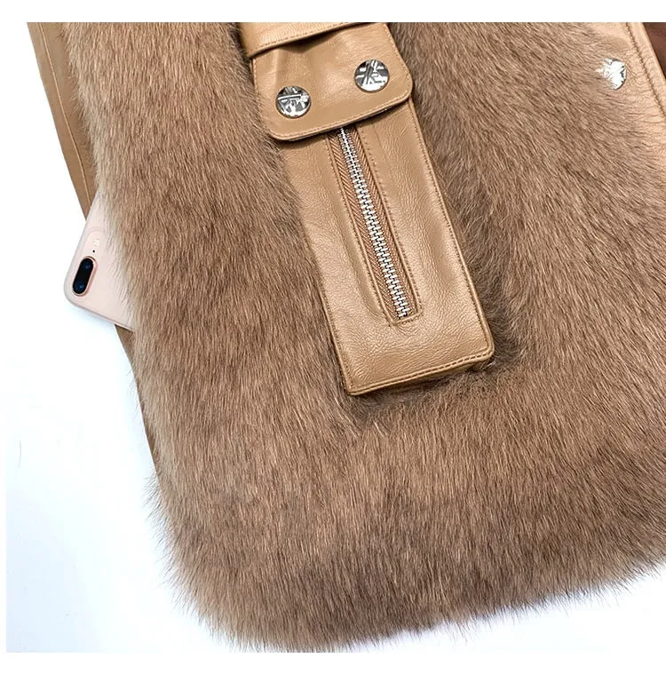 Fox Fur Turf and Genuine Leather Coat