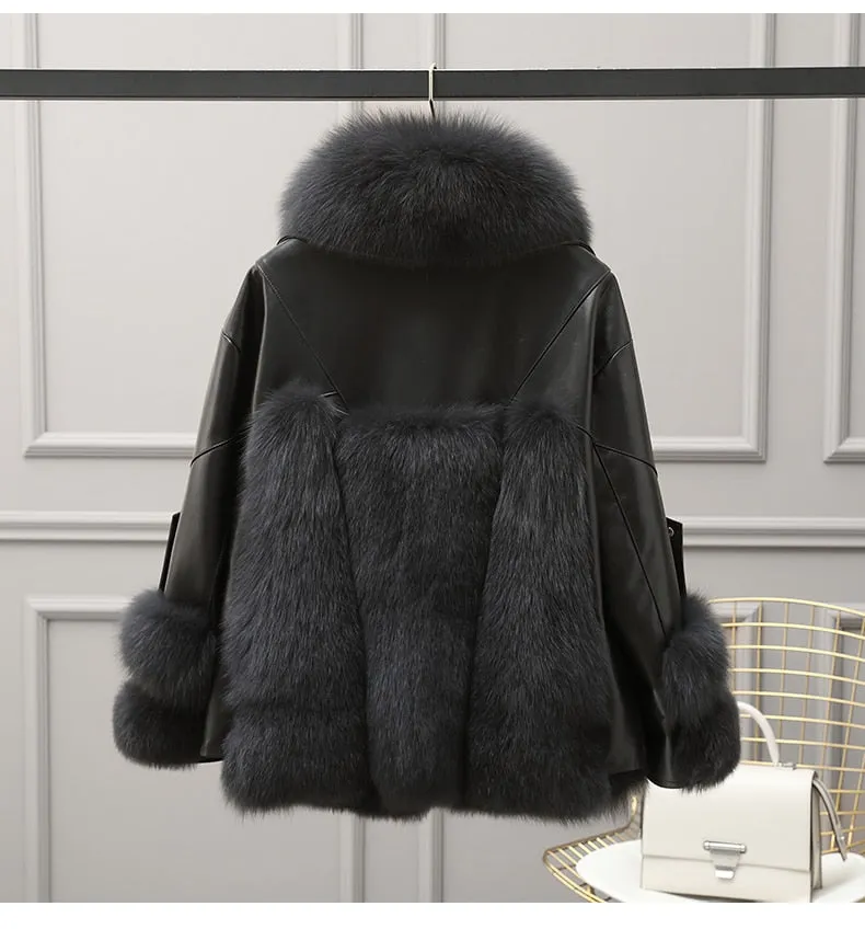 Fox Fur Turf and Genuine Leather Coat