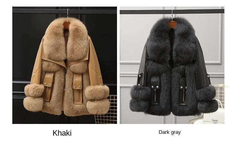 Fox Fur Turf and Genuine Leather Coat