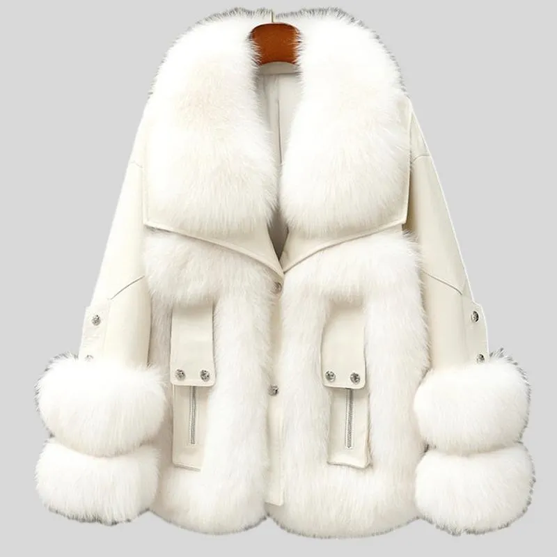 Fox Fur Turf and Genuine Leather Coat