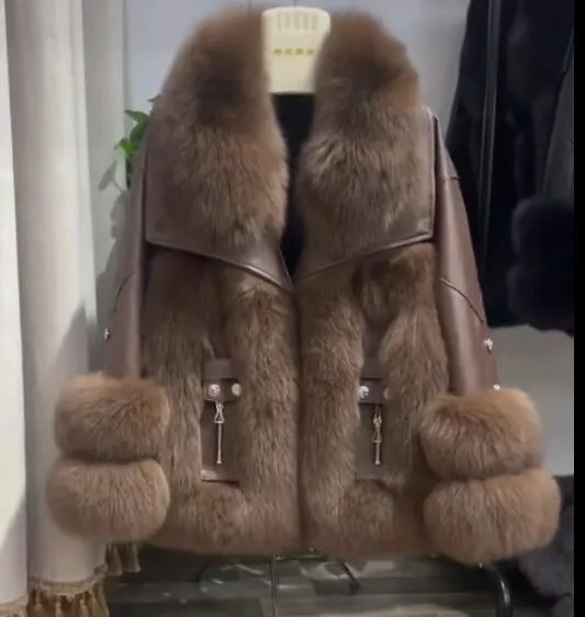 Fox Fur Turf and Genuine Leather Coat