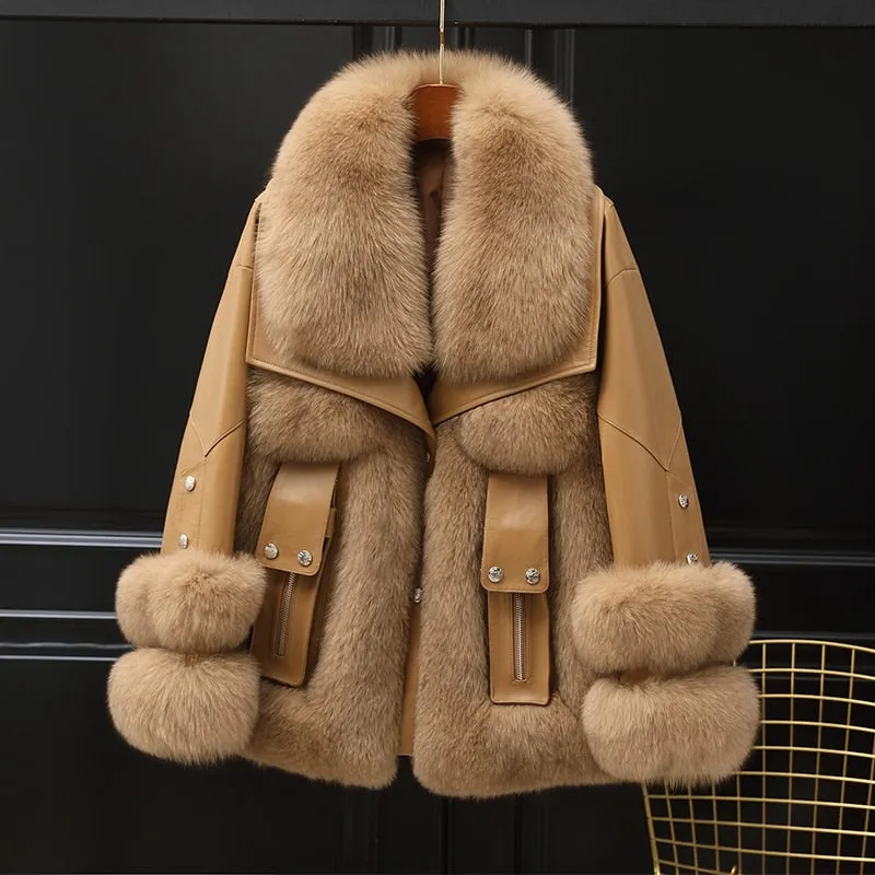 Fox Fur Turf and Genuine Leather Coat