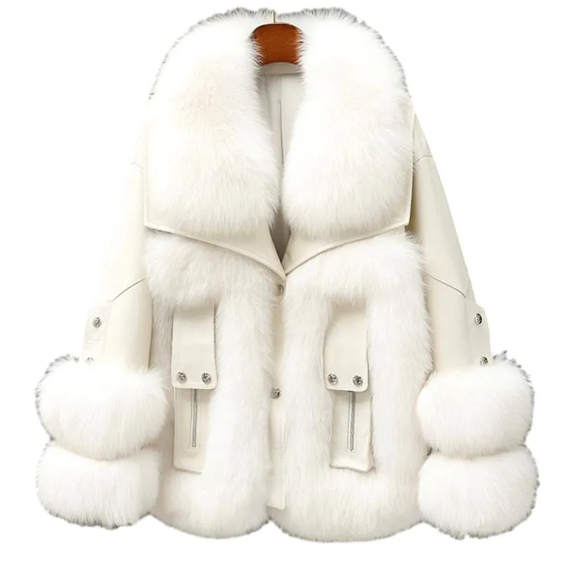 Fox Fur Turf and Genuine Leather Coat